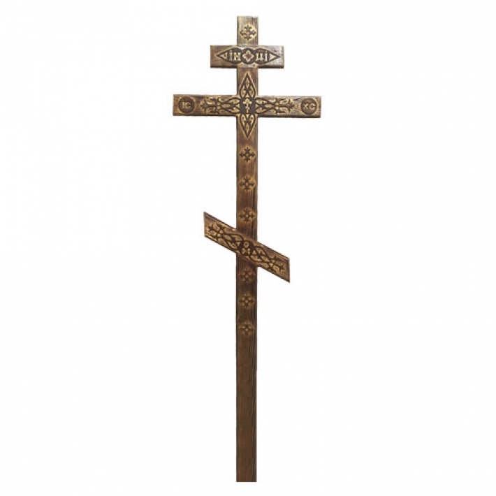 Крест сосна прямой с декором состаренный КДС-06