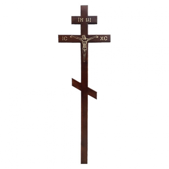 Крест на могилу сосна с распятием фольга КДС-23